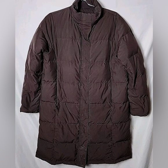 LL Bean Women M Long Goose Down Parka Brown Winter Cold Weather Jacket NO Hood - Picture 1 of 13